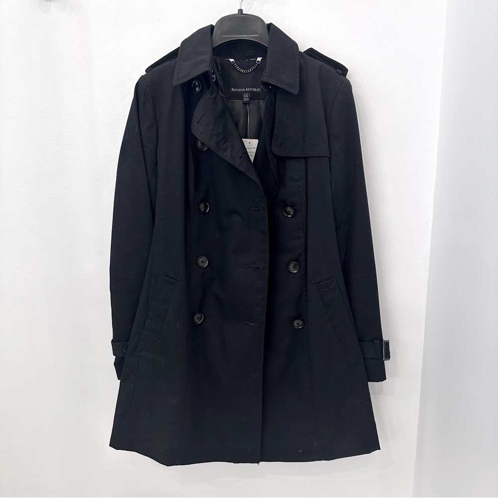 Banana Republic trench coat black new with tags petite XS